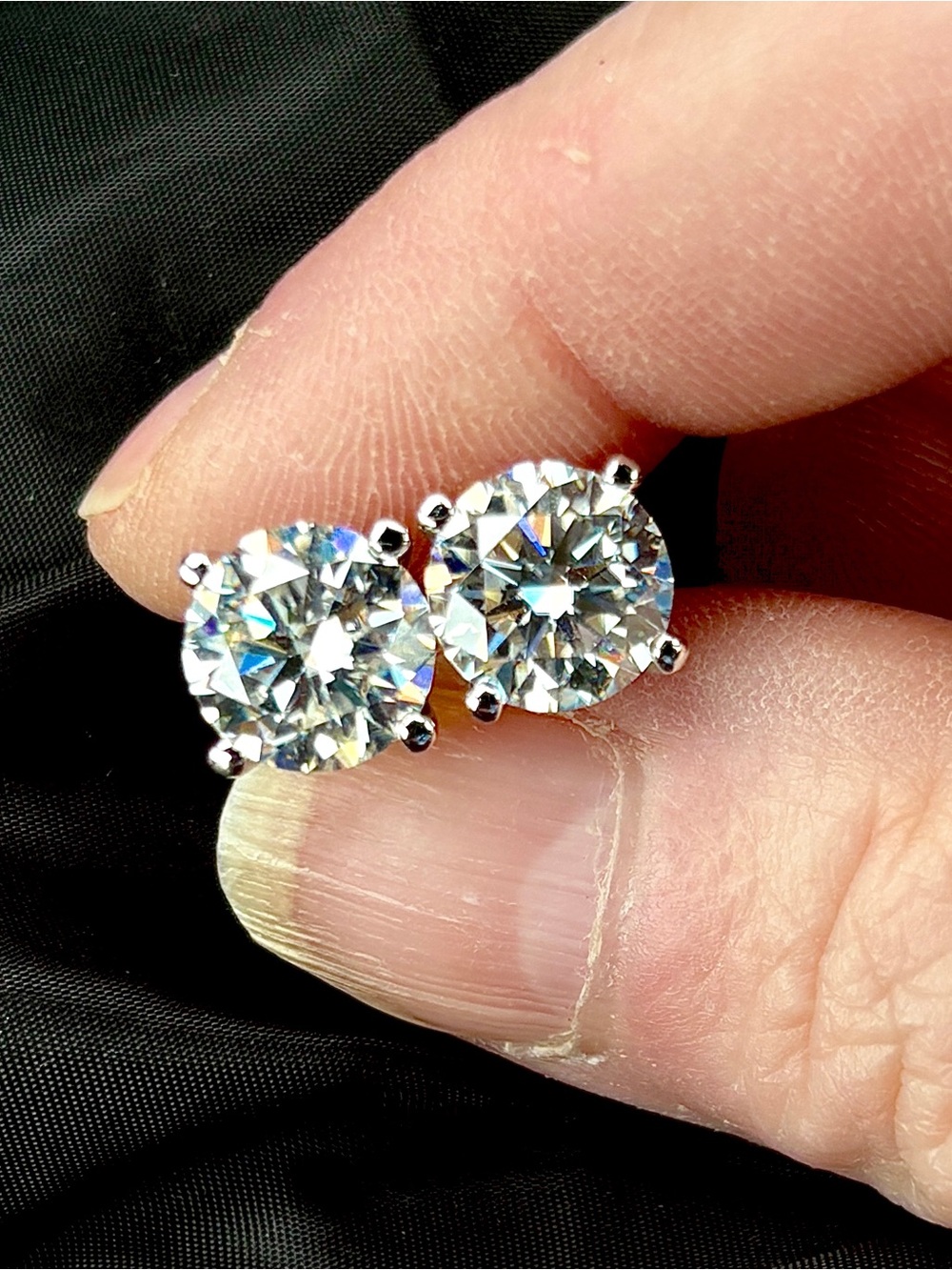 6ctw certified boutique-quality Moissanite studs in 4-claw sterling mountings!